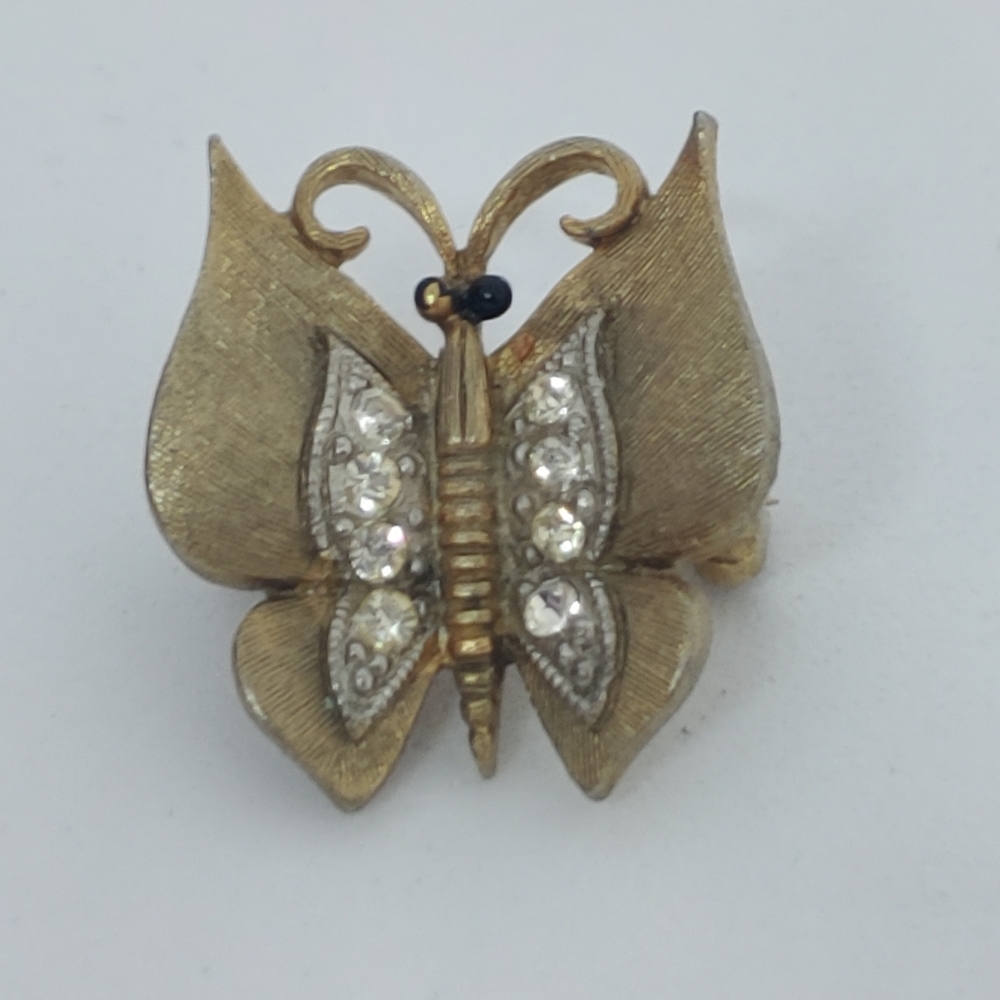 Vintage JJ Jonette Brushed Gold tone Butterfly Pin Brooch